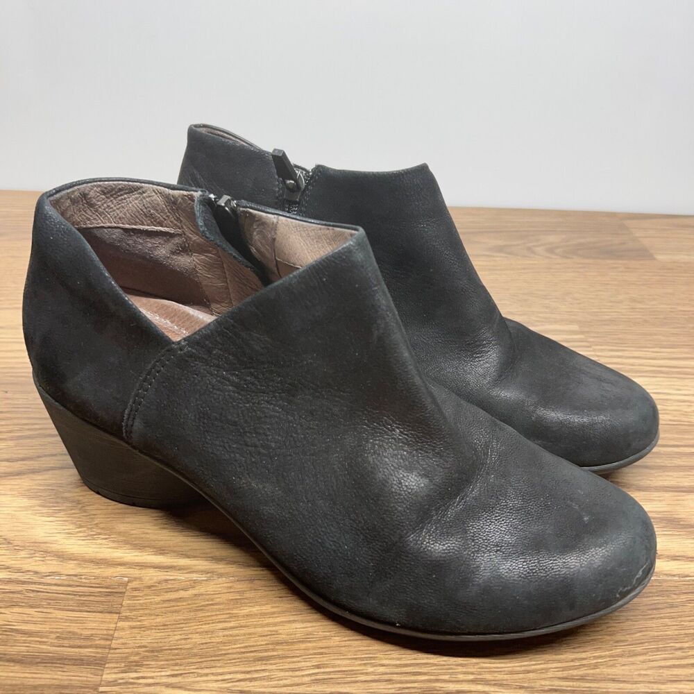 Dansko Raina Shoe Womens‎ 39 8.5-9 Black Leather Pull On Zip Casual Ankle Bootie